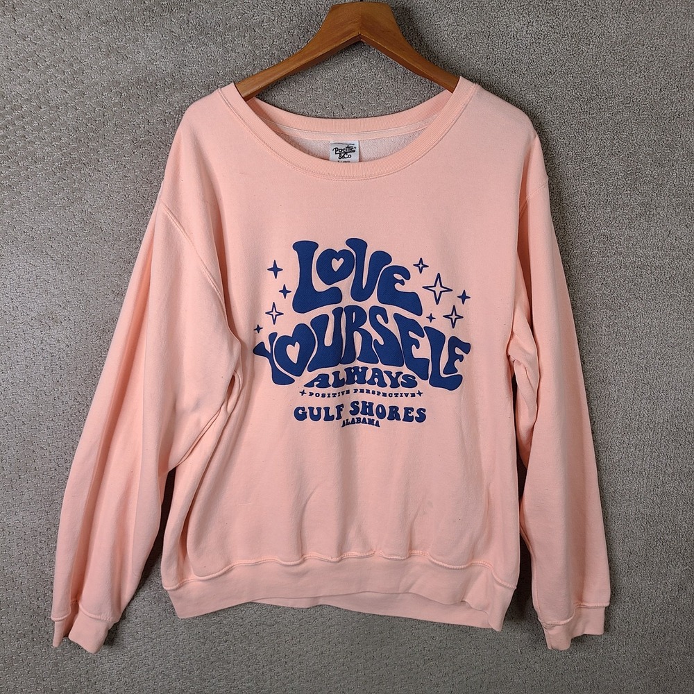 Gulf Shores Alabama Sweater Womens XL Pink Blue Pacific & Co Pullover Round Neck